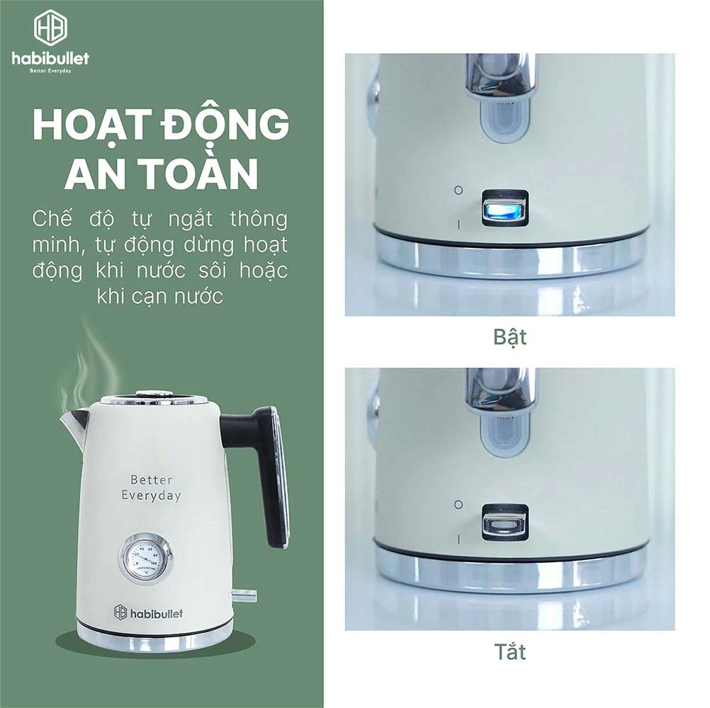 Ấm đun siêu tốc Habibullet KHB2286 PRO hoạt động an toàn